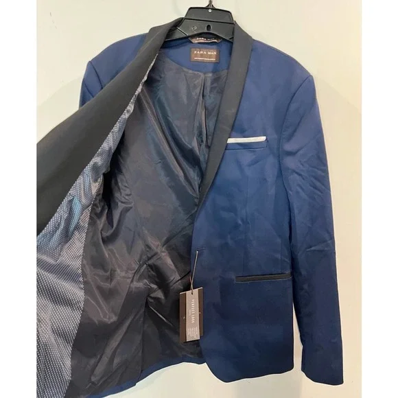 NEW ZARA Men's Navy Button Slim‎ Fit Party Suits